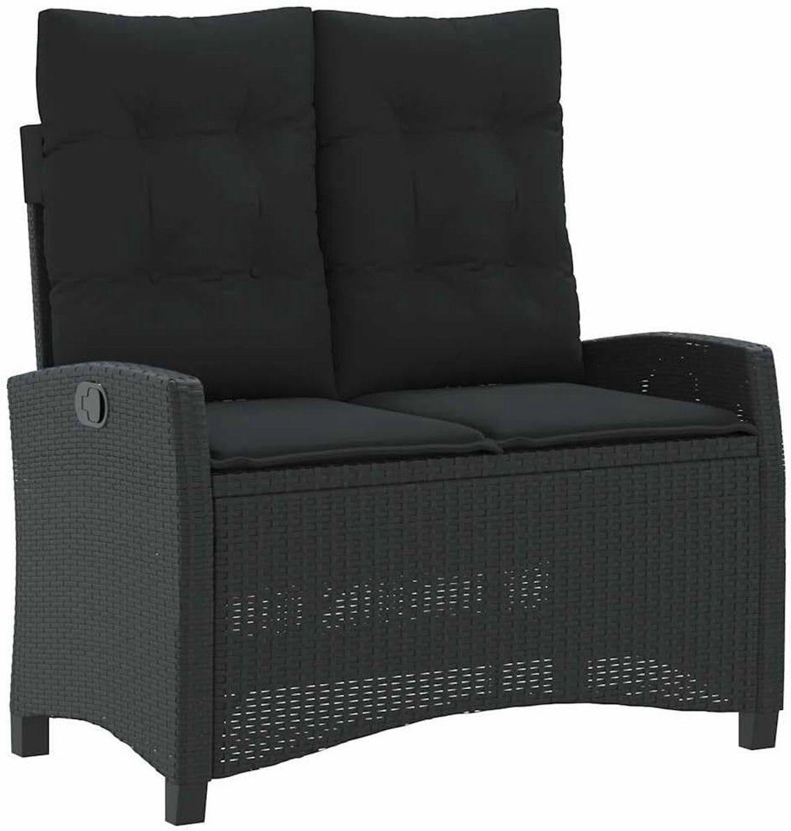 Tuinbank Rotan - Buitenbank Bankje - Ontspannen Buiten - Verstelbare Rugleuning - 105 x 66 x 93 cm - Zwart