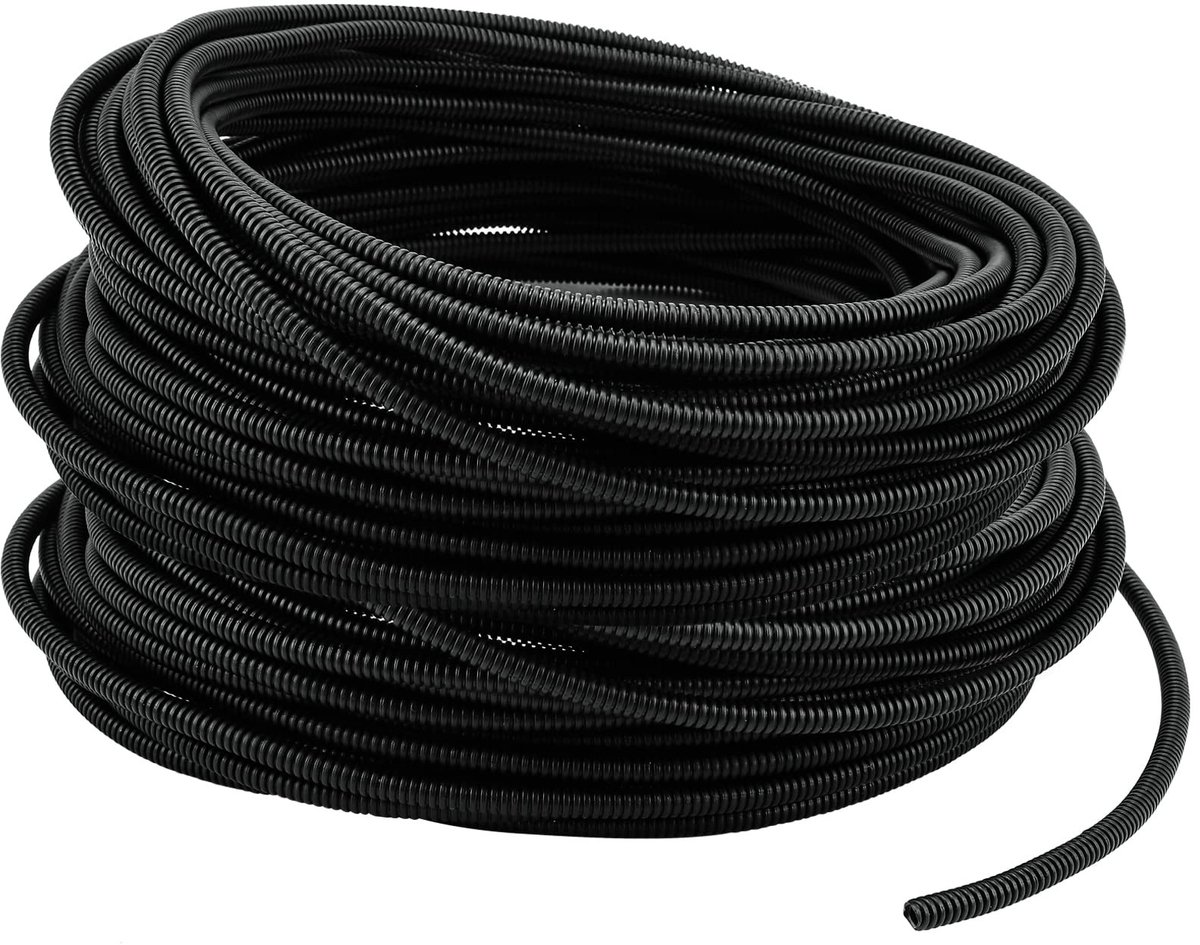 Dailygoods- Kabelhuls 82Ft - Flexibele Slang - Draad Protector - Polyethyleen Buis - 3/10 Inch Diameter - Zwart - Draadbescherming