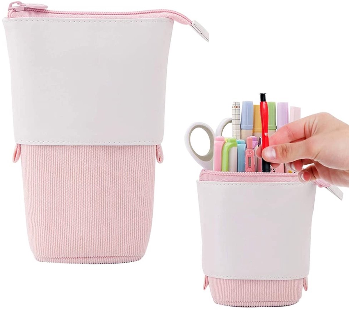 Dailygoods- Etui met ritssluiting - Pennenzak - Telescopische Tas - Duurzaam Canvas - Voor Meisjes/Tieners - Capaciteit 25 Pennen - Pennentas