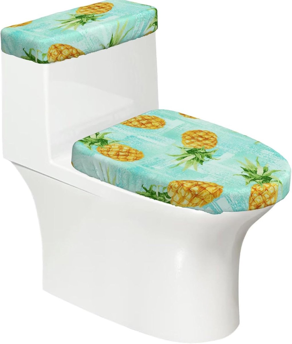 Toilet Set - Badkamer Hoezen - Badkamer Decoratie - Elastische Pasvorm - 2 Stuks - Zwart