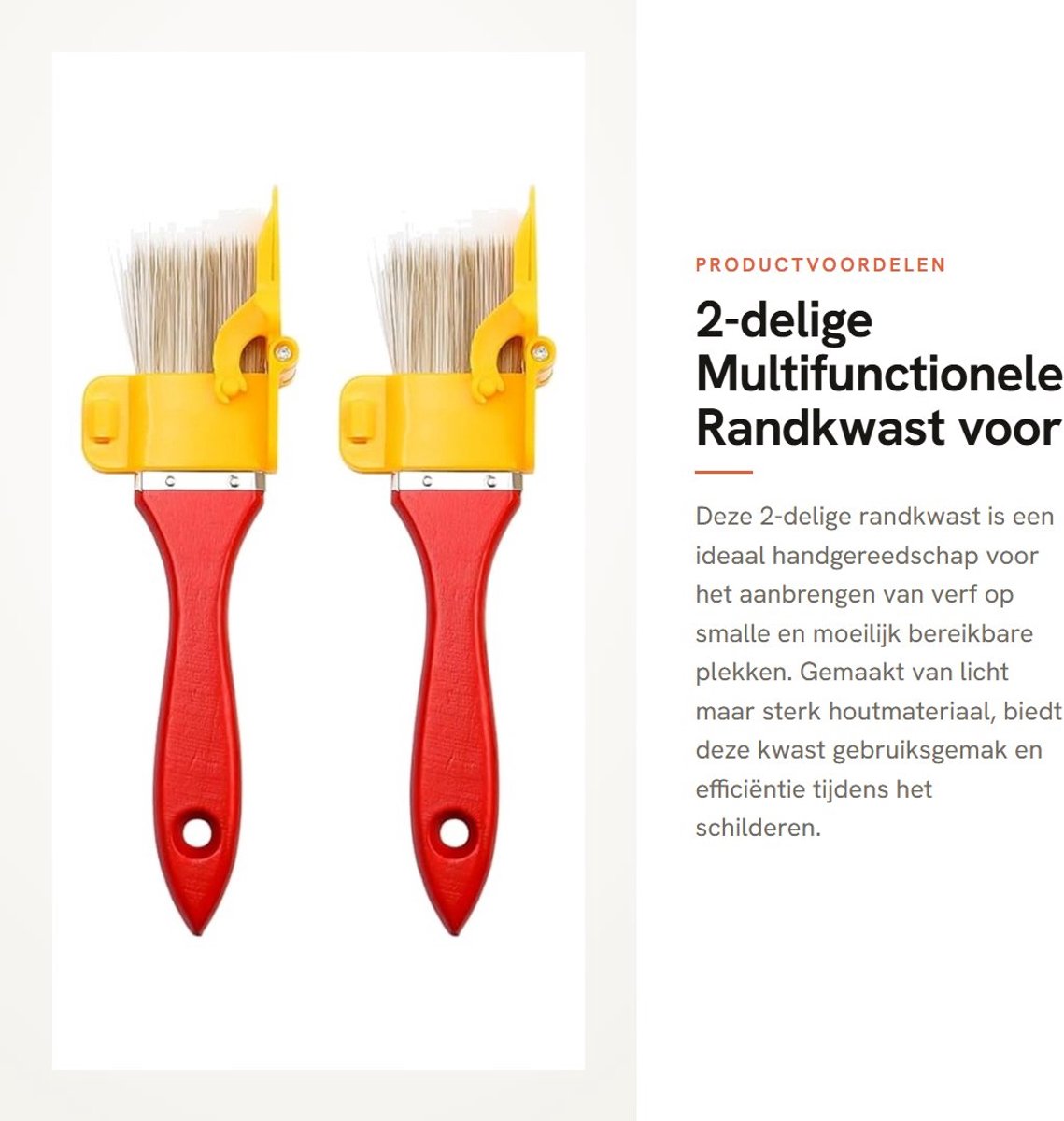 Dailygoods- Randkwast 2-delig - Multifunctioneel Gereedschap - Hout