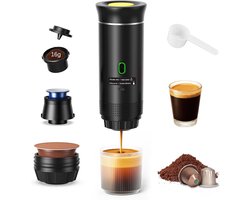 Draagbaar Koffiezetapparaat - Reis Koffie - Overal Koffie Maken - 3-in-1 Systeem - 7500 mAh Batterij - Zwart