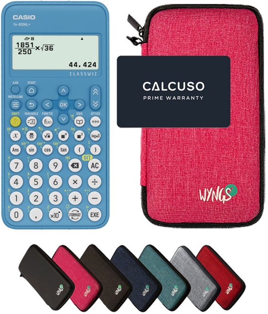 Casio fx-82NL+ incl. WYNGS Beschermhoes Roze - Wetenschappelijke Rekenmachine - Basis Pakket