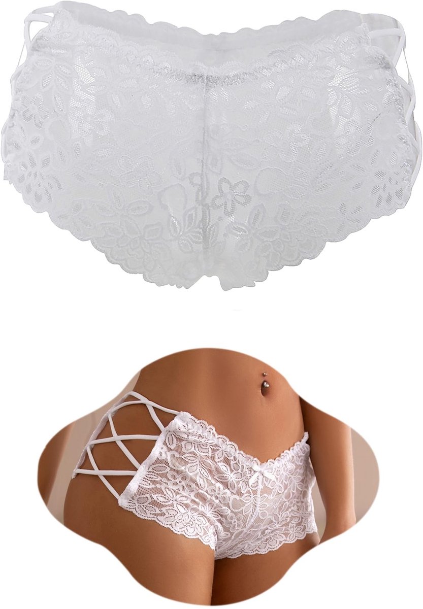 Dailygoods - Dames Hipster Kanten Slipje - Hollow Out Hoge Taille Ondergoed