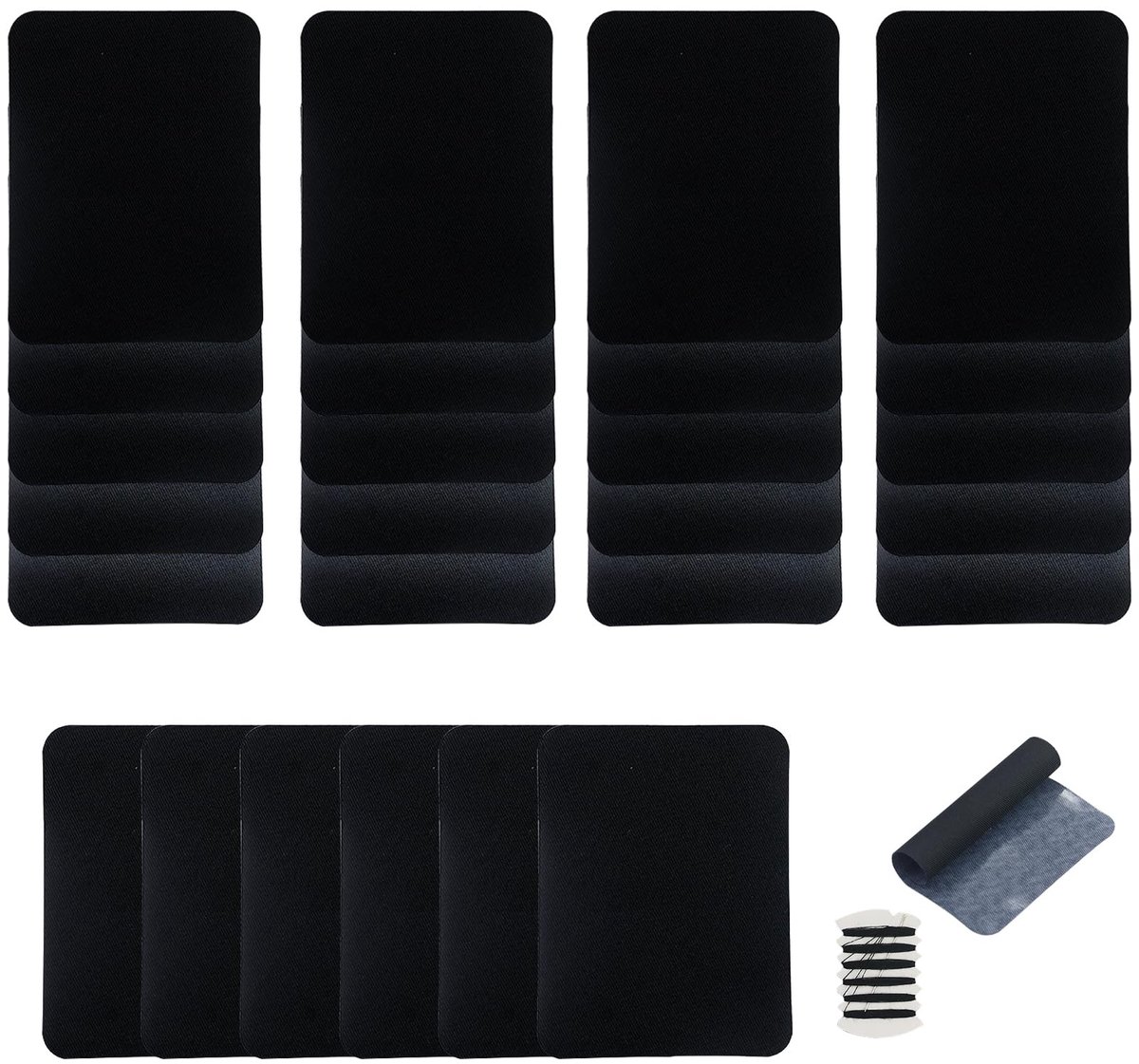 Dailygoods- Opstrijkpatches 26 Stuks - Zwarte Patches - Jeanspads - Naaiset - Duurzaam - Comfortabel Gebruik - Textielpatches