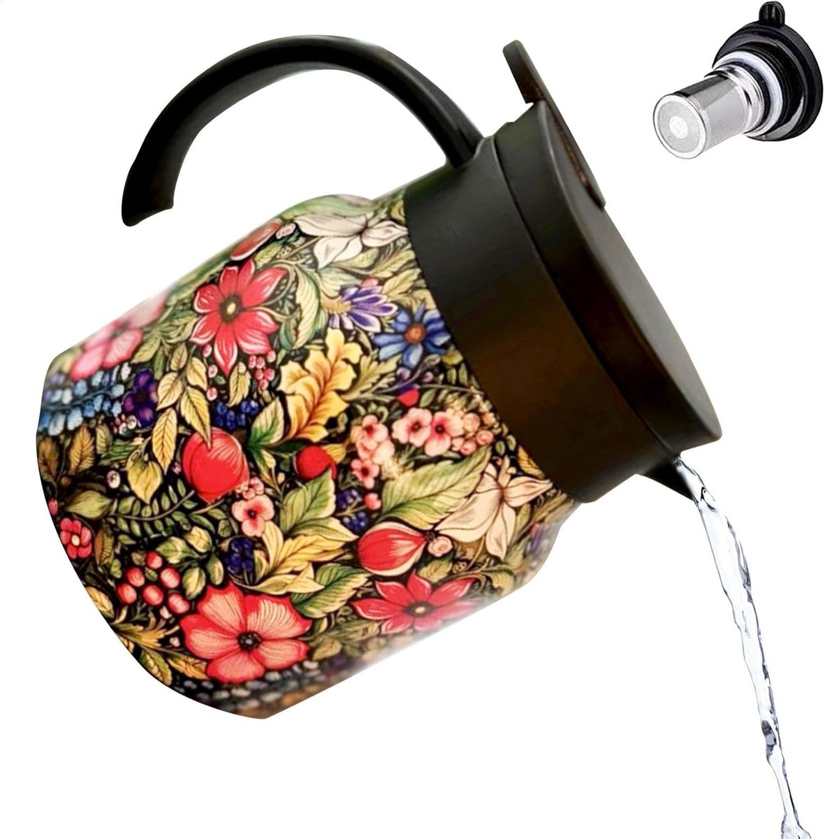 Theepot Brouwen - Geïsoleerde Ketel - Warme Dranken Serveren - Elegant Bloemenontwerp - 80