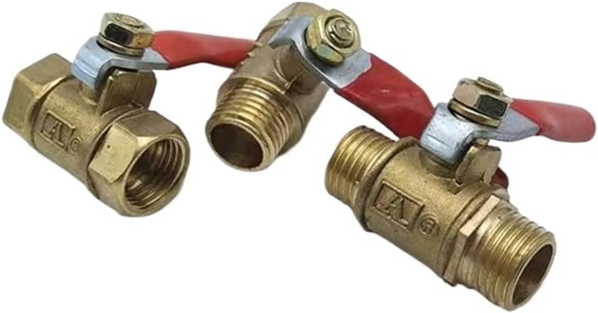 Kogelkraan Messing - Twee Weg Klep - Leiding Afsluiten - Vrouwelijke Schroefdraad - 3/8 Inch - Messingkleurig