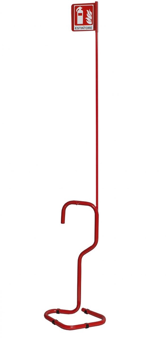 Brandblusser Houder - Veiligheidsstandaard - Brandpreventie - Compleet met schild - 180-190 cm - Rood