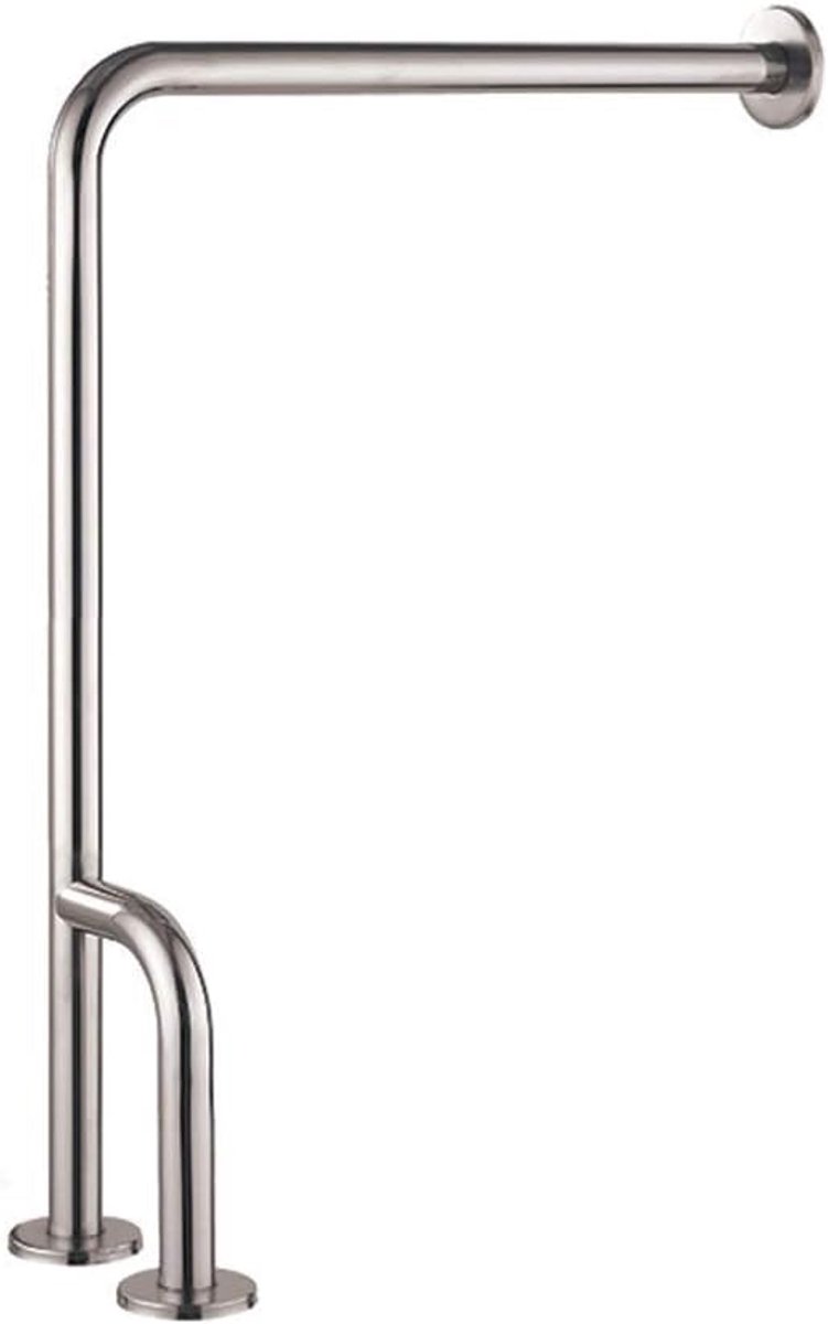 Veiligheidsgreep Badkamer - Grijpstang Toilet - Extra Steun - Roestvrij Staal - 55 x 70 cm - Zilver