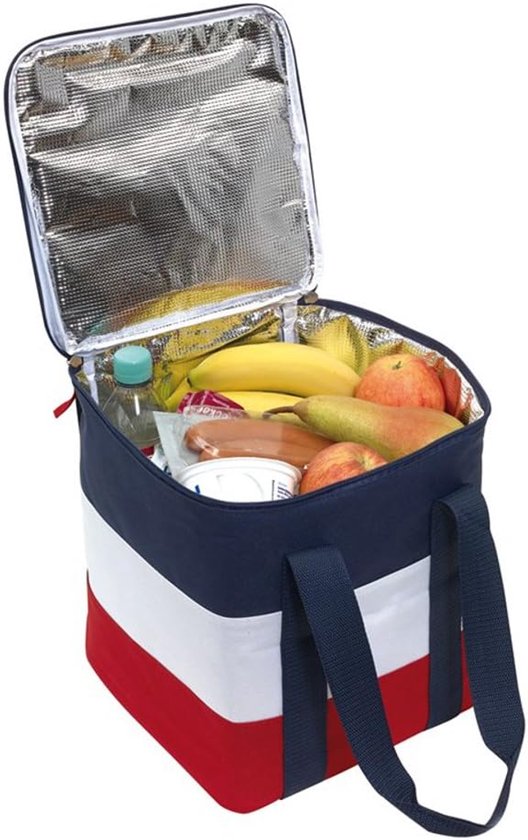 Grote koeltas blauw/wit/rood met hengsels - 17 liter - Koeltassen voor onderweg/op het strand van Kisag — afbeelding 3