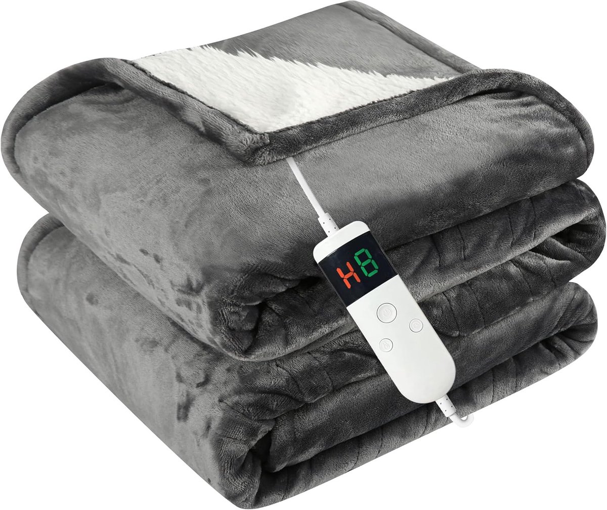 Elektrische Deken - Verwarmde Plaid - Comfort Verwarmen - Automatische Uitschakeling - 130 x 180 cm - Donkergrijs