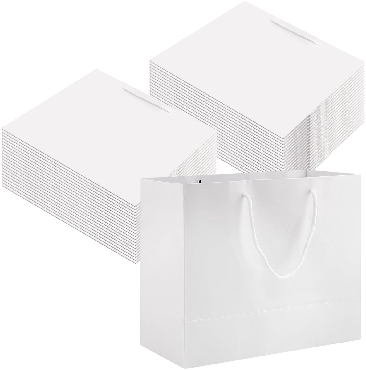 Dailygoods- Geschenkzakken 40 stuks - Witte Papieren Zakken - 250 g - 25 x 30 x 13,5 cm - Handvatten - Voor Verjaardagen/Bruiloften - Cadeauzakken