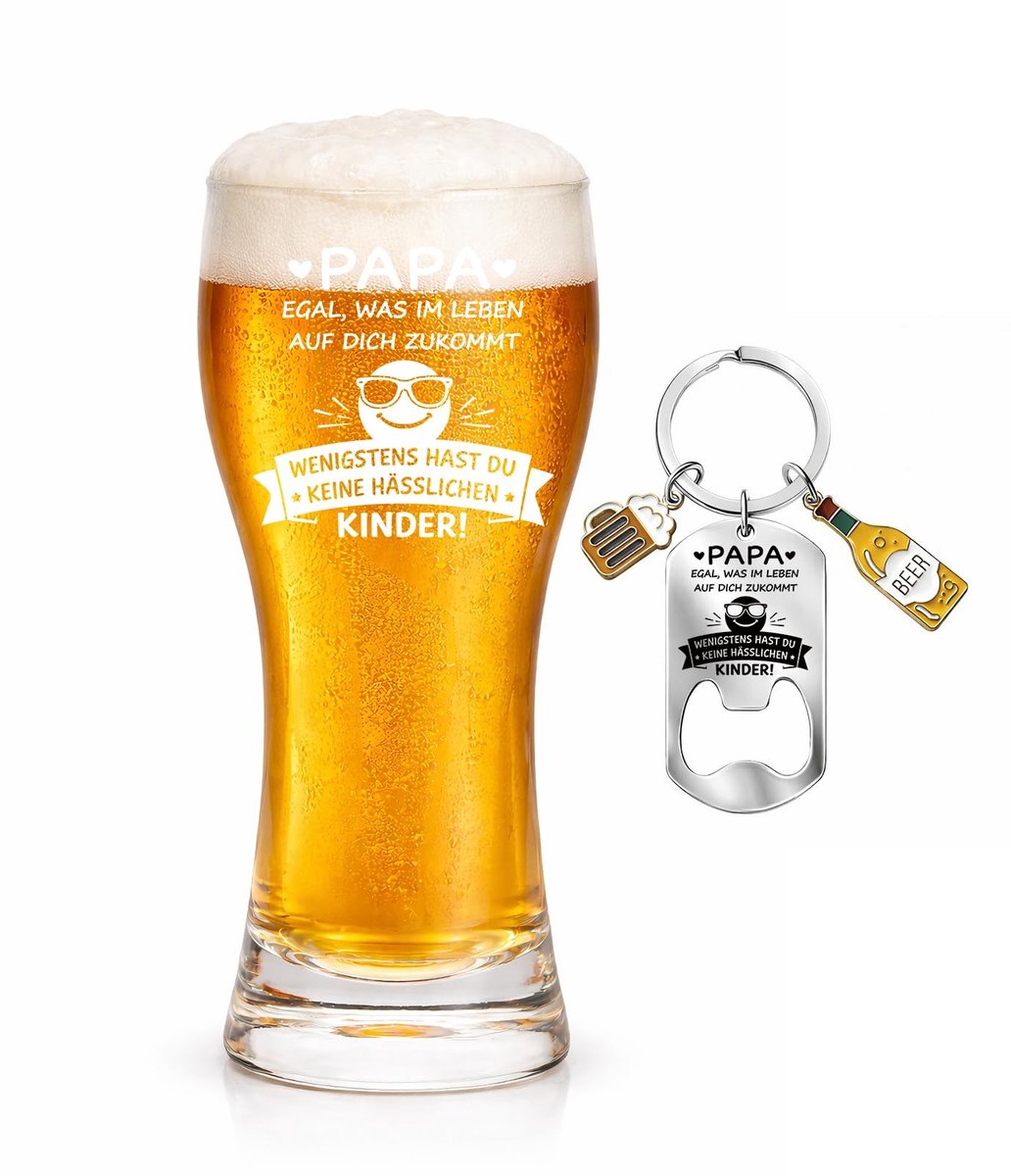 Dailygoods - Grappig Bierglas voor Papa - Cadeau voor Vaderdag 470 ml