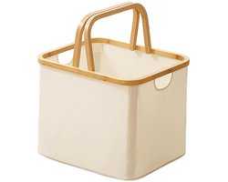Dailygoods - Foldable Laundry Basket with Handle, Lightweight Oxford Cloth Storage, Portable Laundry Basket for Small Apartments & Bathrooms – Laundry Box for Summer Laundry (White-M)