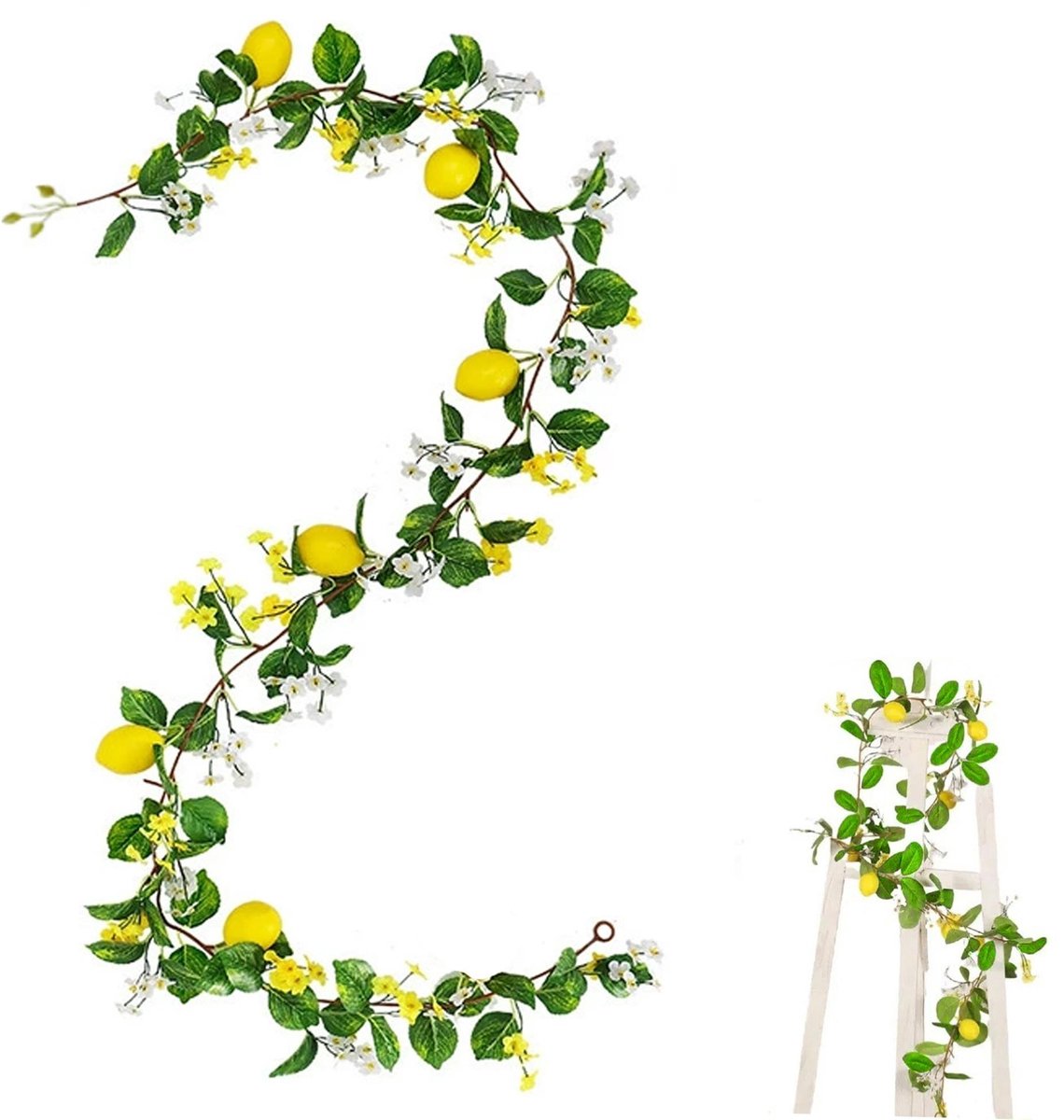 Dailygoods- Kunstplant met citroen en rotan - Kunstdecoratie - Tafeldecoratie - Bruiloft - Kunstfruit - Innovatief design - Nepfruit