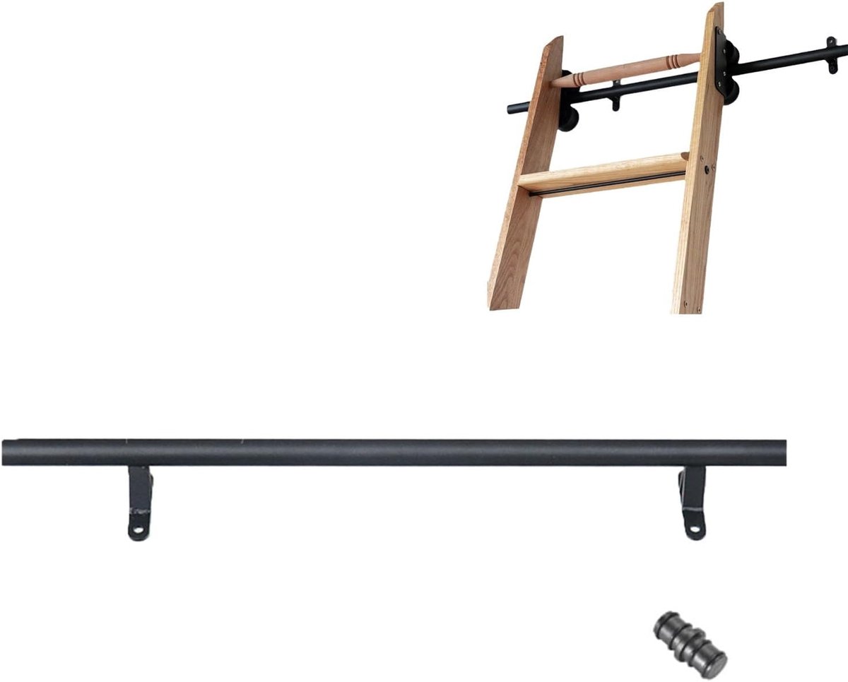 Ladder Hardwarekit - Rolrail Systeem - Hoge Plank Bereiken - Duurzaam Koolstofstaal - Tot 1.2 Meter - Zwart
