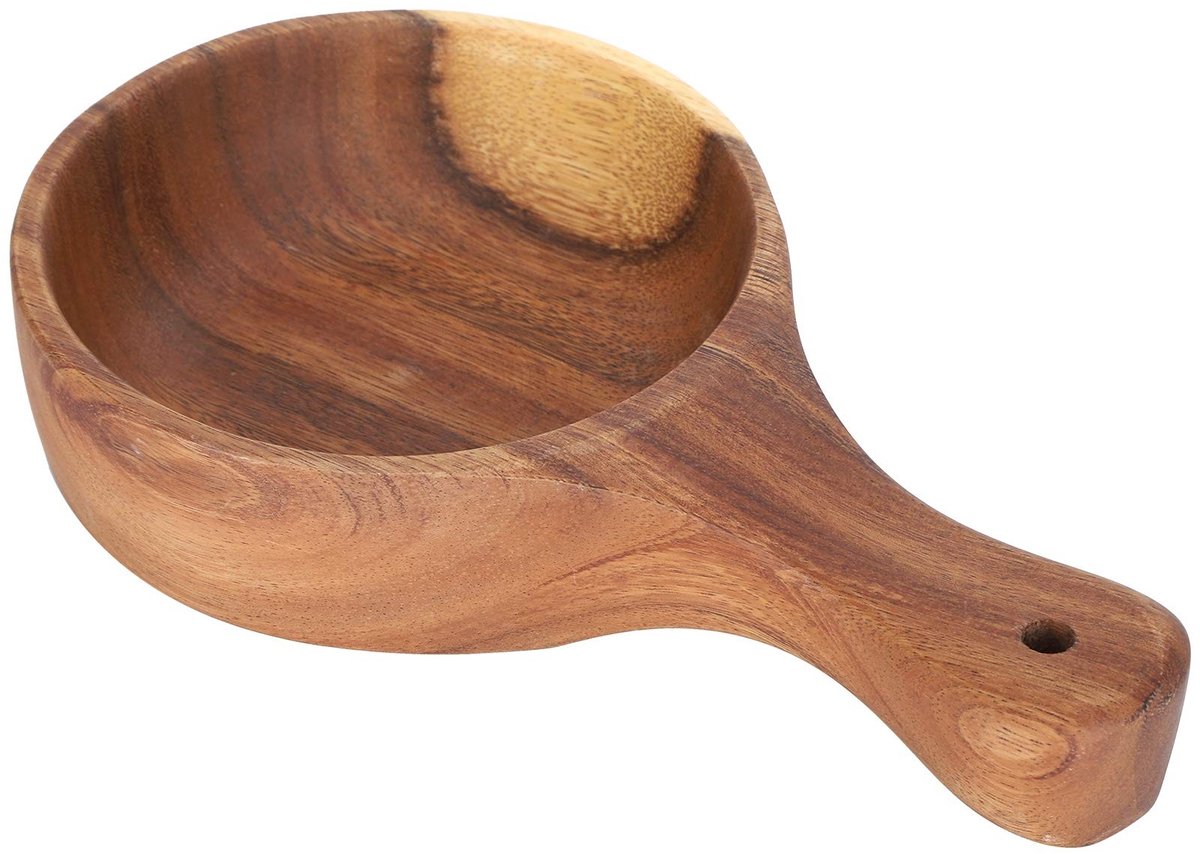 Dailygoods- Slakom met Handvat - Voedselveilige Serveerschaal - Diameter 30 cm - Houten Schaal - Sterk en Herbruikbaar - Gemakkelijk Schoon te Maken