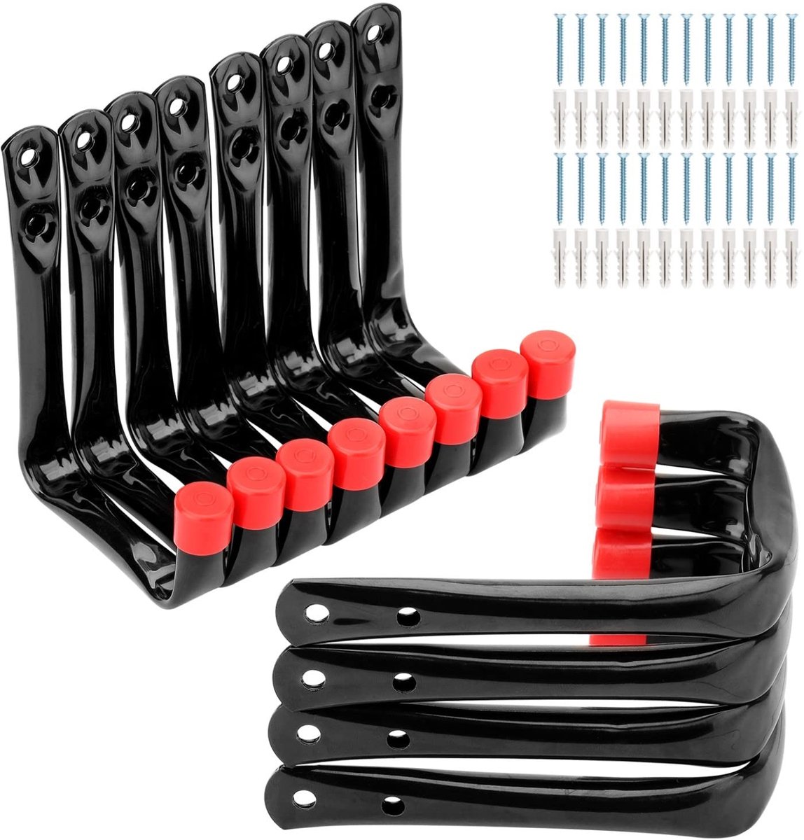 Dailygoods- Garagehaken 12 Stuks - Stevige Stalen Opberghaken - Gereedschapshaken - Muurhaken - Tuinaccessoires - Draagvermogen 20 kg/piece - Opberghaak