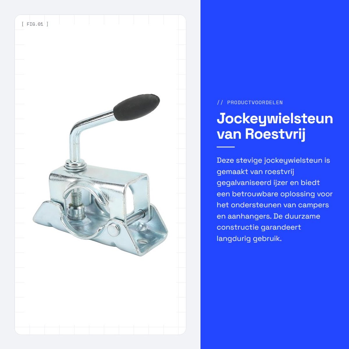 Dailygoods- Jockeywielsteun zeer sterke roestvrij staal - Montagebeugel - Duurzaam - Klem - Gedeelde - Voor campers/aanhangers - Jockeywiel