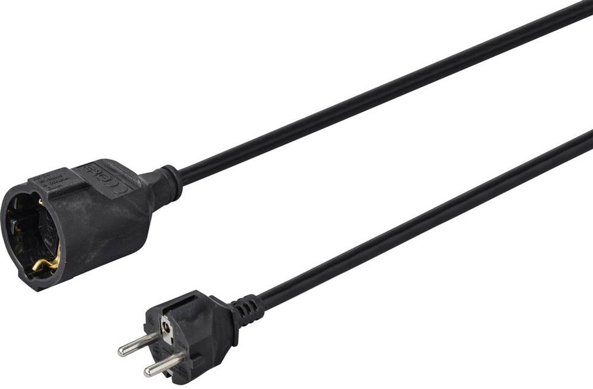Sygonix SY-4872640 Stroom Verlengkabel 16 A Zwart 10.00 m H05VV-F 3G 1,5 mm²