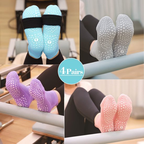Dailygoods - 4 Paar Grip Yoga Sokken Dames - Antislip Pilates Enkelsokken van Dailygoods — afbeelding 4
