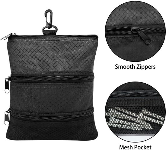 Golftas Draagbaar - Golfbal Organizer - 3-Laagse Ritssluiting - Hoogwaardig Oxford-Materiaal - Praktisch en Compact - Handig Haakontwerp - Golfaccessoire — afbeelding 5