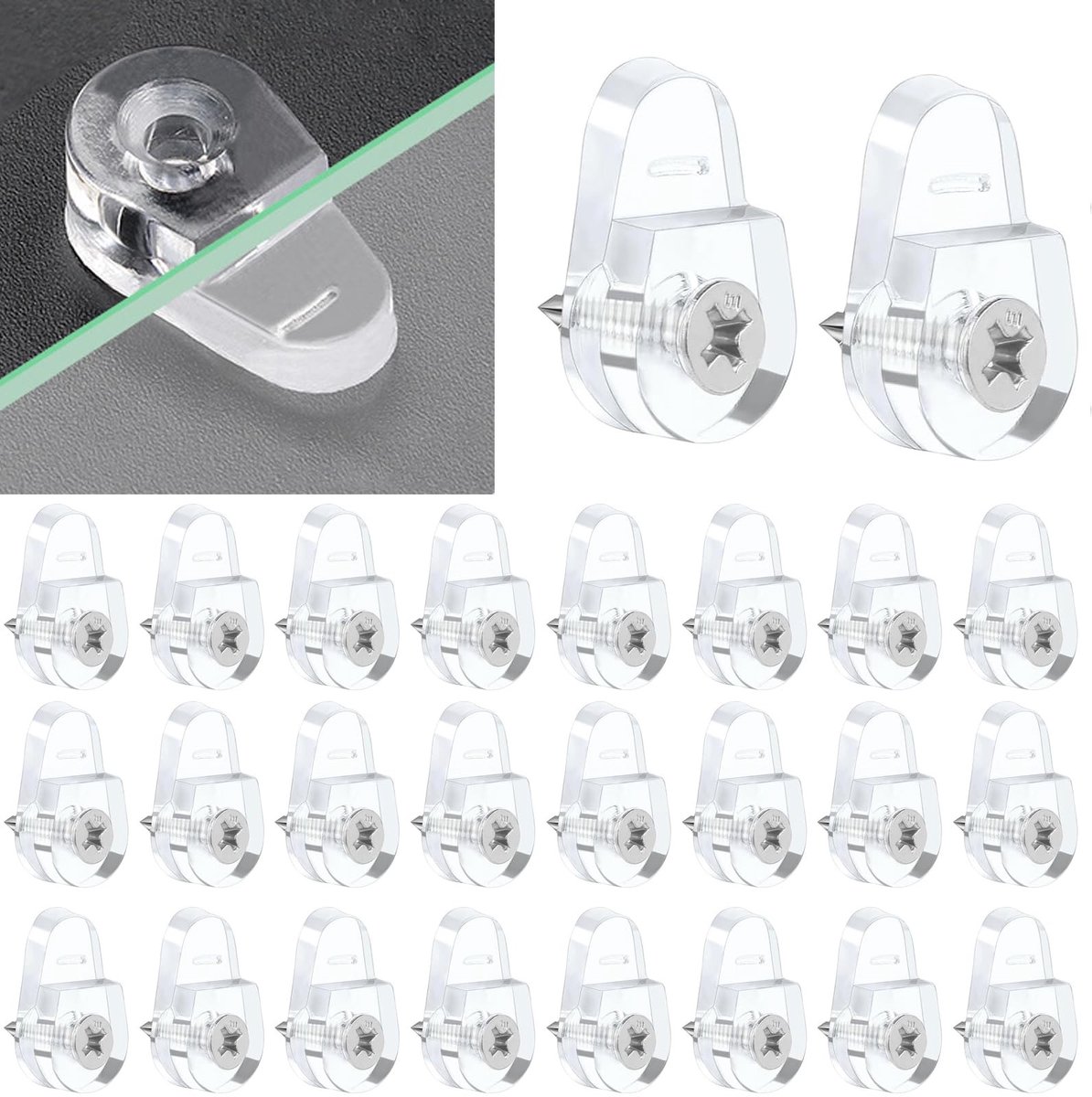 Dailygoods- Spiegelhouders 50 Stuks - Glashouders - Spiegelclips - Glasklemmen - Bevestiging 3-5 mm - Geschikt voor Glas/Acryl/Metaal/Hout