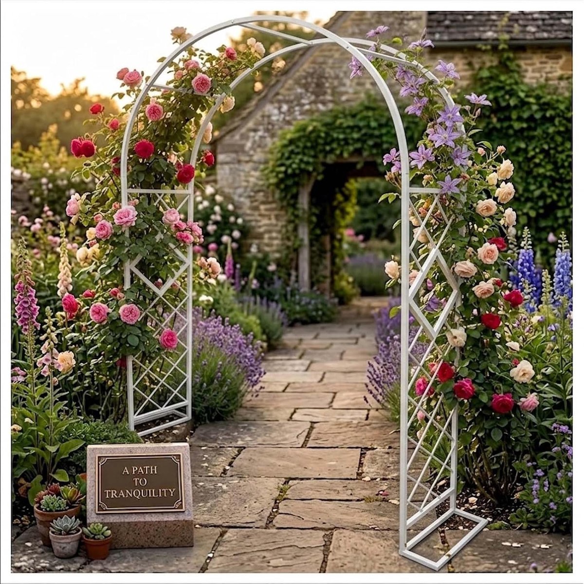 Metalen Trouwboog - Robuuste Tuinboog - Decoratie Feest - Roestvrij Stalen Frame - 320x230cm - Wit