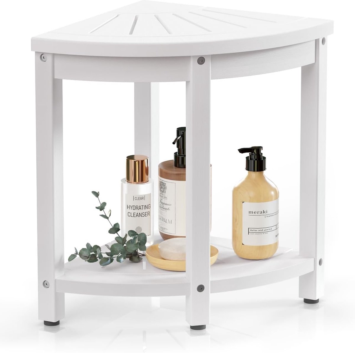 Douche Krukje - Badkamer Zitje - Douchen met Comfort - Waterproof HDPS Materiaal - 90 Graden Hoek - Wit