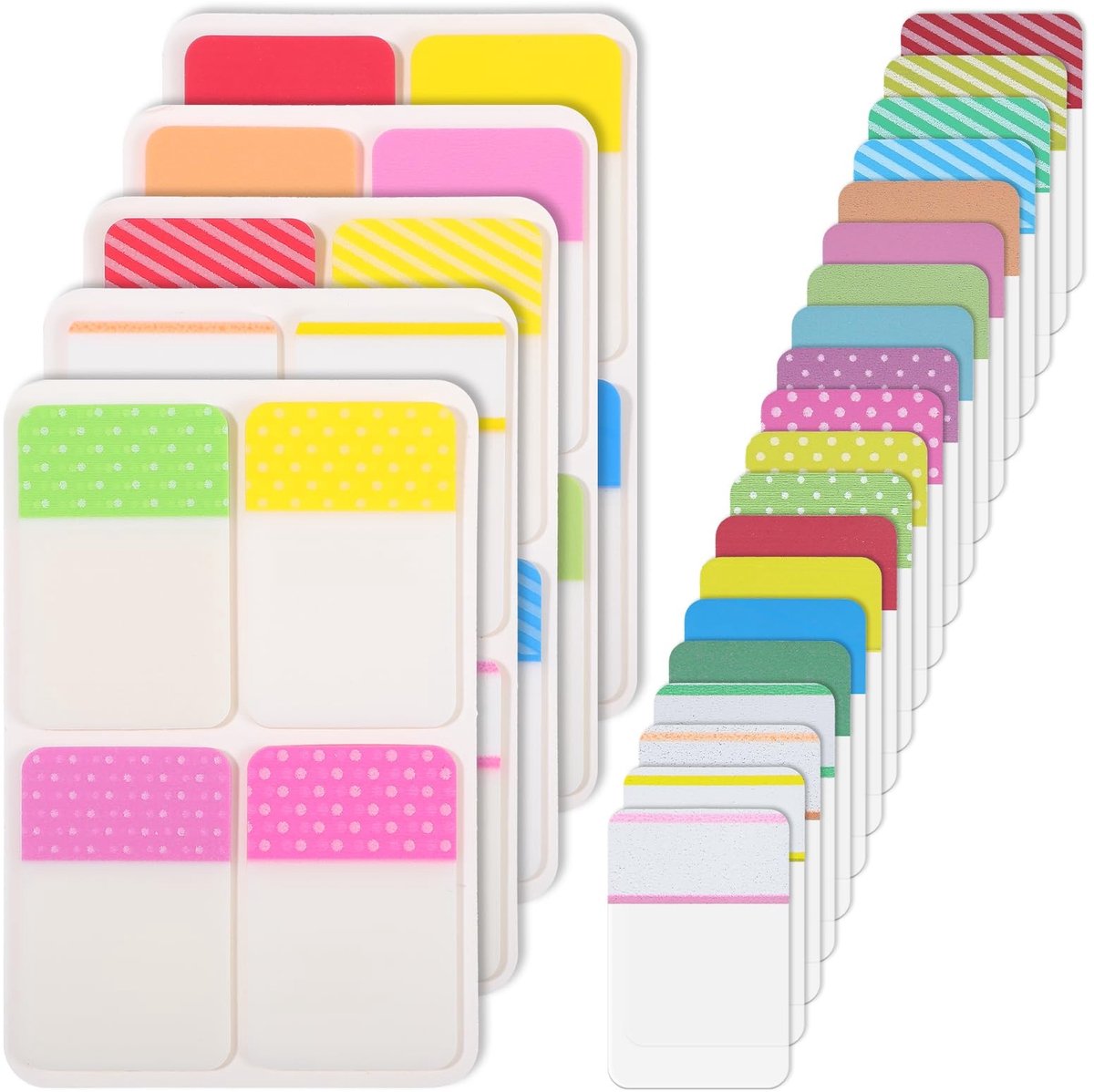 Dailygoods- Hechttabs 400 Stuks - Zelfklevende Index Tabs - Transparante Hechttabs - Kleurcodering - Schrijfbaar - 4 x 2,5 cm - Indextabs