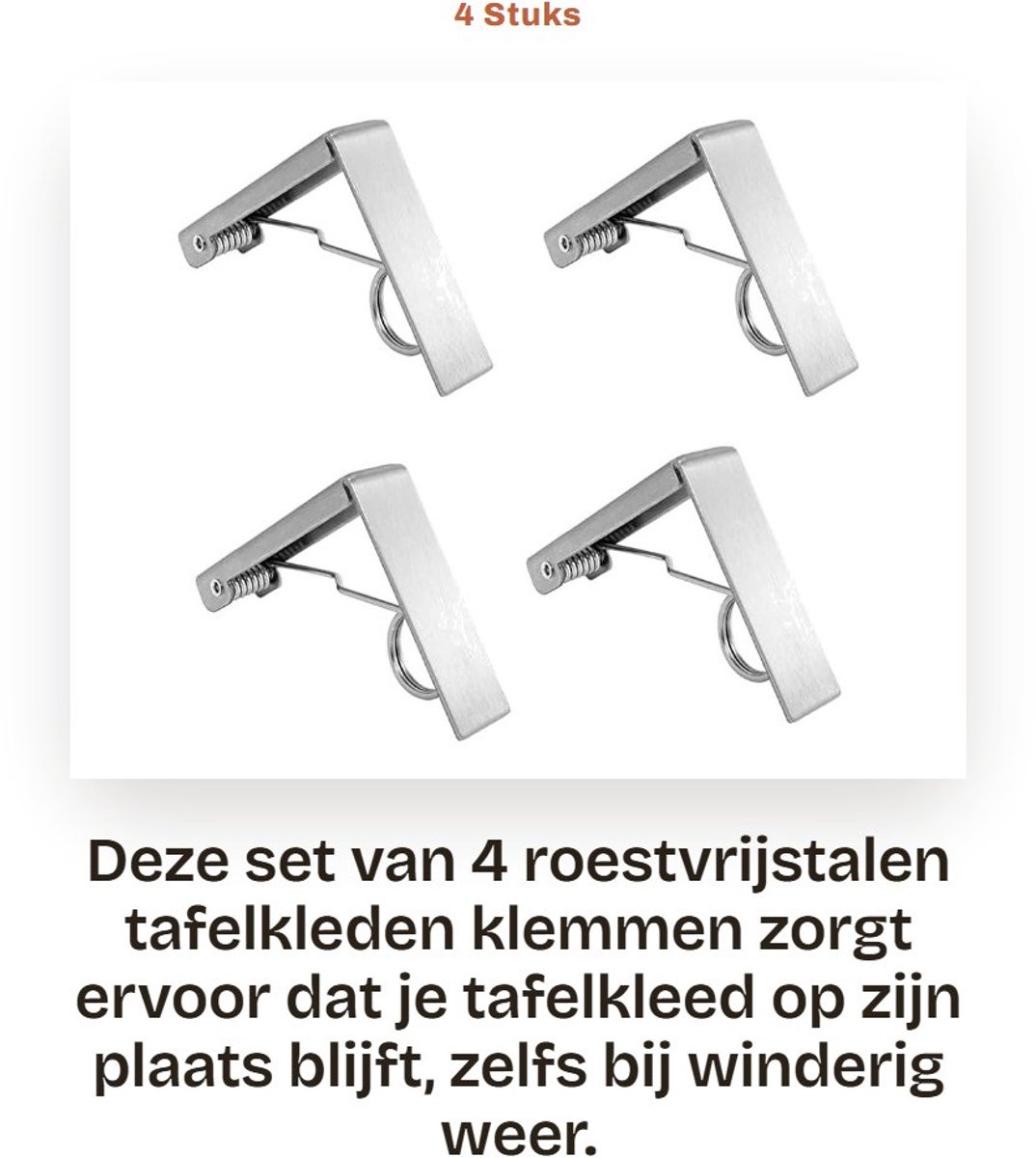 Dailygoods- Tafeldoekklemmen Roestvrij Staal - Grote/Kleine Klemmen - Tafelkleed Klemmen Buiten - Verstelbare Grip - Voor Eettafels - Schokbestendig - Tafelkleedklemmen