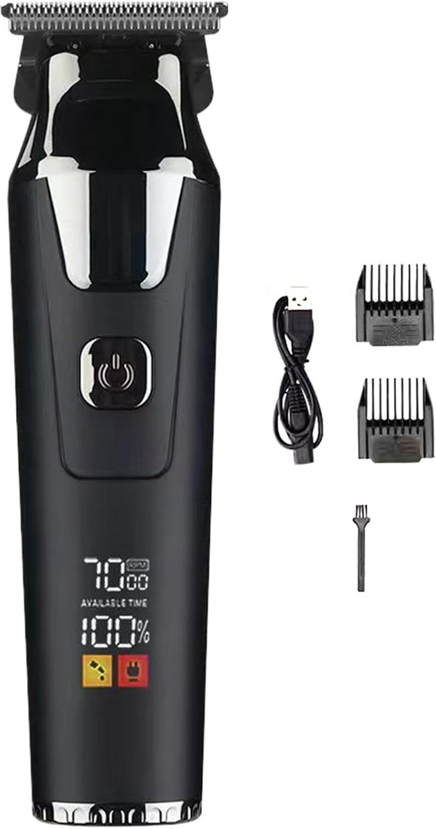 Haartrimmer voor mannen - Elektrische trimmer - Precisie kapsels - Digitaal display - 10 cm lengte - Zwart