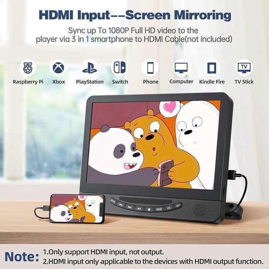 Dubbele Auto DVD Speler - Hoofdsteun Schermen - Kinderen Vermaken - Full HD 1080p - 2x 12 Inch - Zwart — afbeelding 4