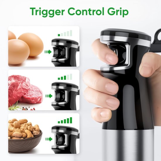 Handmixer Set - Keukenmixer Staafmixer - Maaltijden Bereiden - 5-in-1 Functionaliteit - 1100 Watt - Zwart — afbeelding 3
