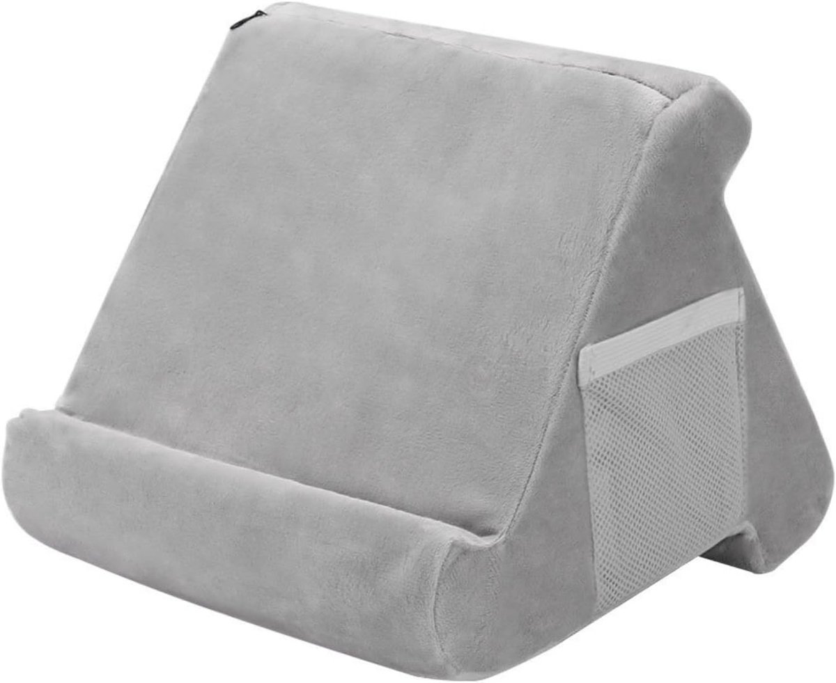 Leeskussen Bed - Rugsteun Kussen - Comfortabel Lezen - Met Handig Vak - 23x23x20 cm - Grijs