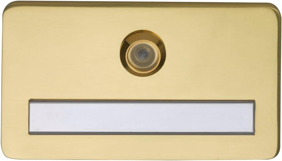 Naamplaat Deurbel - Huisnummer Naambord - Toegangscontrole Huis - Met Lens - 120x70 mm - Messing