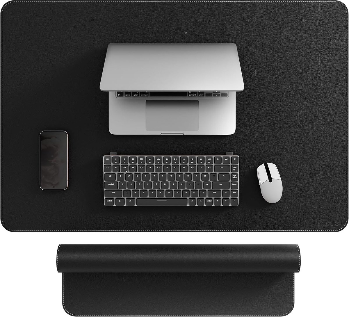 Grote Bureau Mat van PU Leer 900x600mm, Ideaal als Bureau Pad, Toetsenbord Pad, en Tafelmat voor Kantoor en Thuisdecoratie (Zwart)