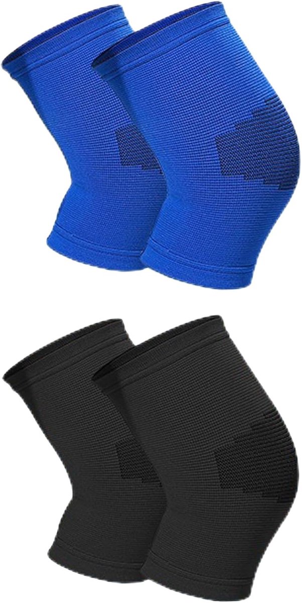 Kinder Kniebeschermers - Sport Bescherming - Sport Beoefenen - Schokabsorberende Vulling - 2 Paar - Blauw Zwart