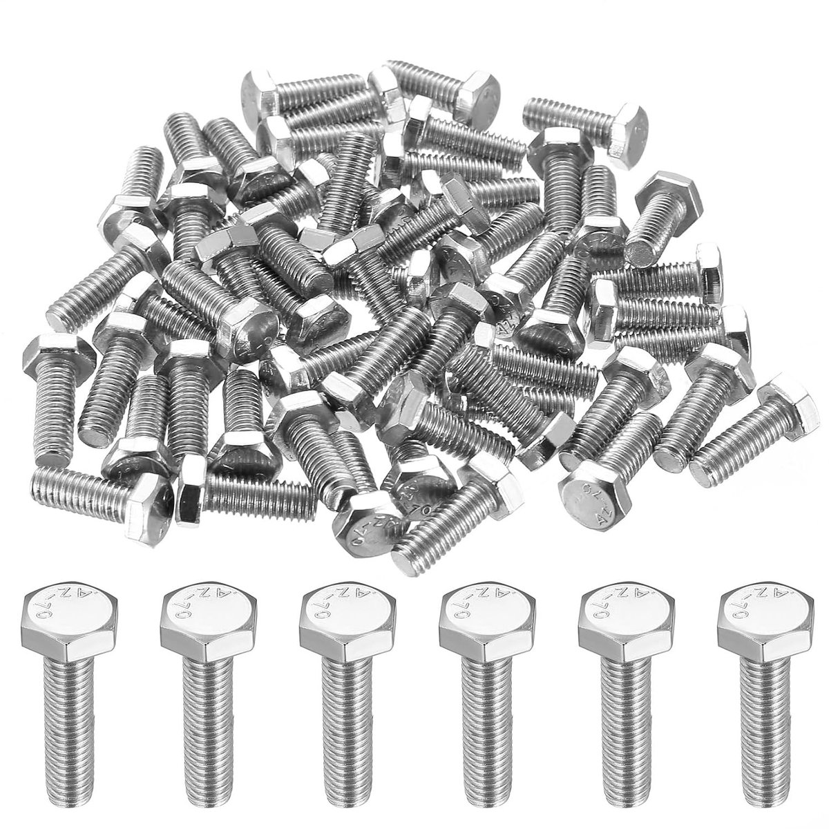 M6 x 20 mm Zeskant Schroeven - 100 Stuks, Volledige Draad, Geschikt voor Metaalconstructie en Automobieltoepassingen