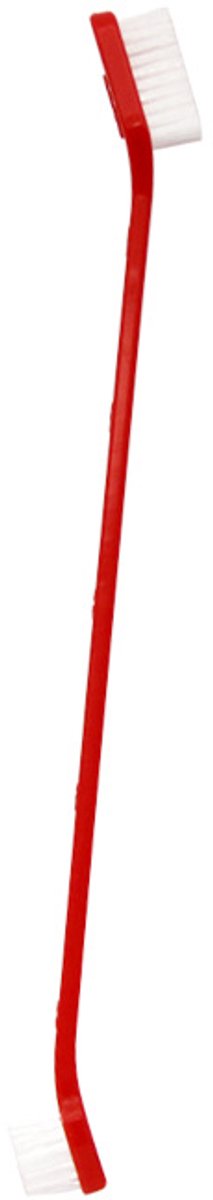 Tandenborstel voor honden dubbelzijdig 17 cm, Rood