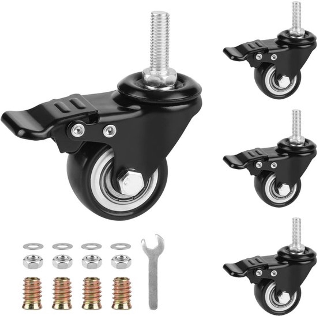 Wielen met Rem - Meubels - 4 Stuks - 40mm - Multifunctionele Transportwielen - Hoog