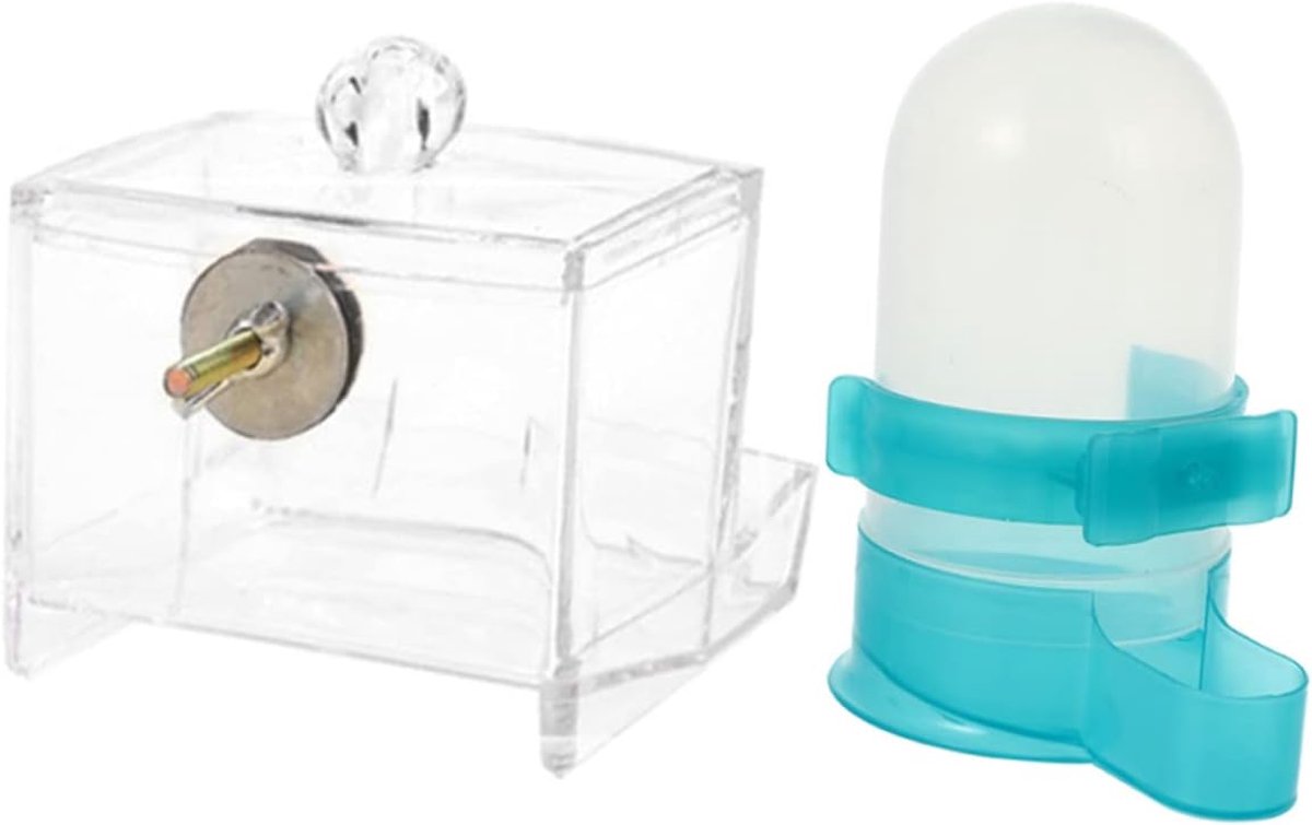 Voeder Drinker Set - Kip Voerbak - Gevogelte Voeden - Automatische Vulling - 9 x 9 x 7 cm - Transparant
