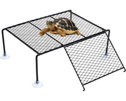 Zonneplatform Schildpad - Rustplaats Aquarium - Dieren Verblijf - Zachte Helling - L 23x32cm - Zwart