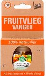 Kartonnen verpakking voor "FRUITVLIEG VANGER" met afbeelding van fruit en de tekst "100% natuurlijk".
