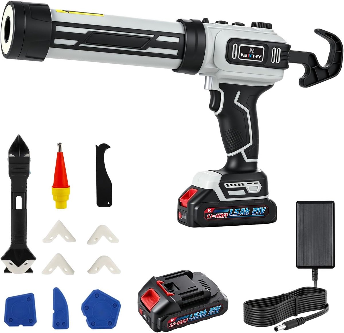 Accu Kitpistool - Kitspuit Lijmpistool - Kit aanbrengen - Borstelloze Motor - 300 ml - Grijs en Zwart