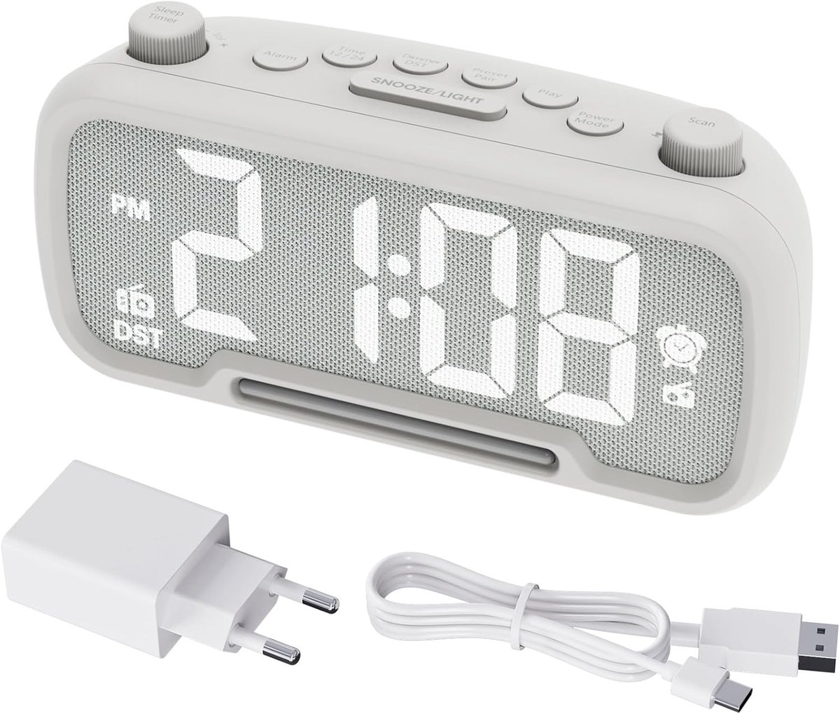Digitale Radiowekker - Zwart - Warm Nachtlicht - Bluetooth Speaker - Voor Slaapkamers