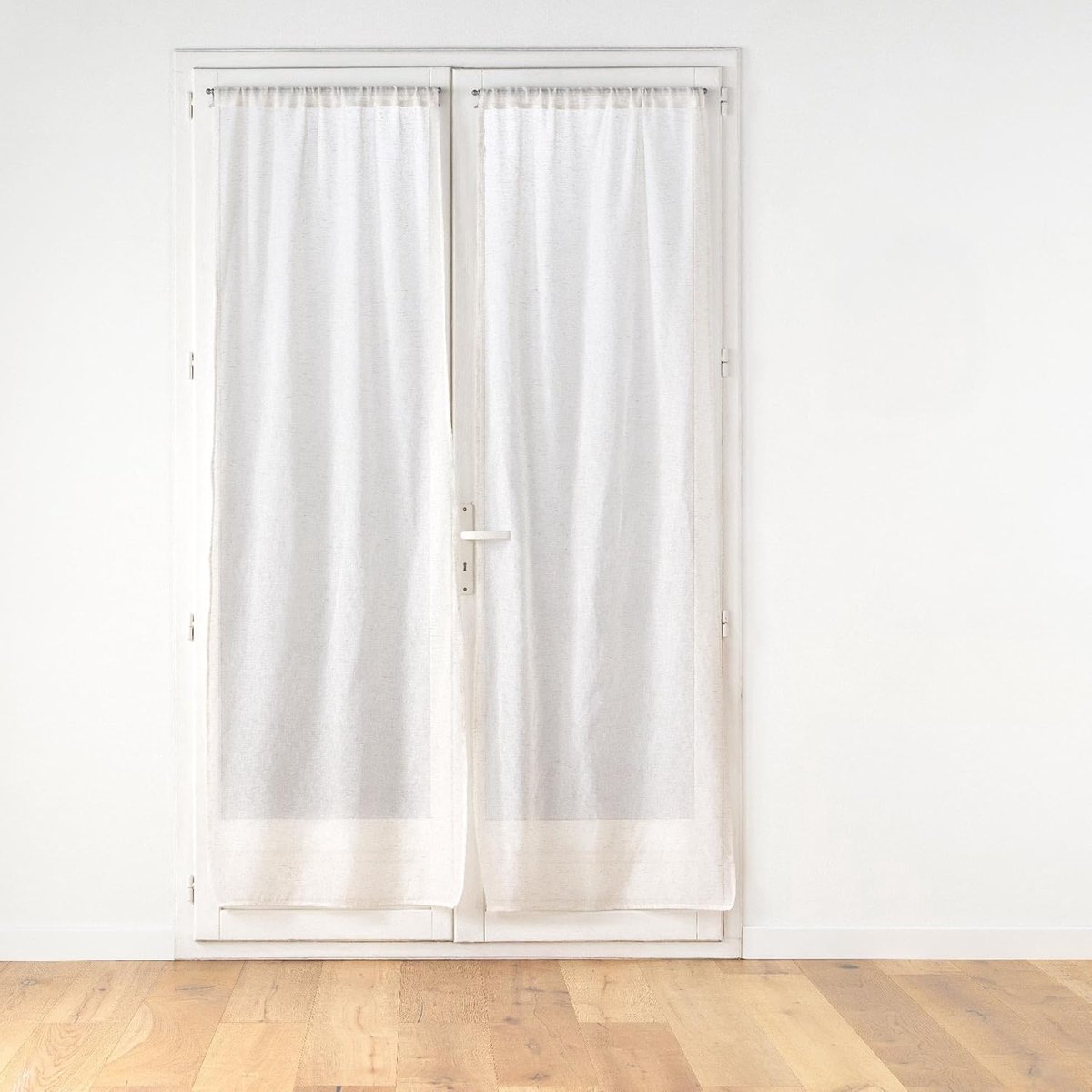 Gordijnroede Paar - Rechte Stangen - Raambekleding Ophangen - Geweven Linnenlook - 70 x 240 cm - Natuurlijk