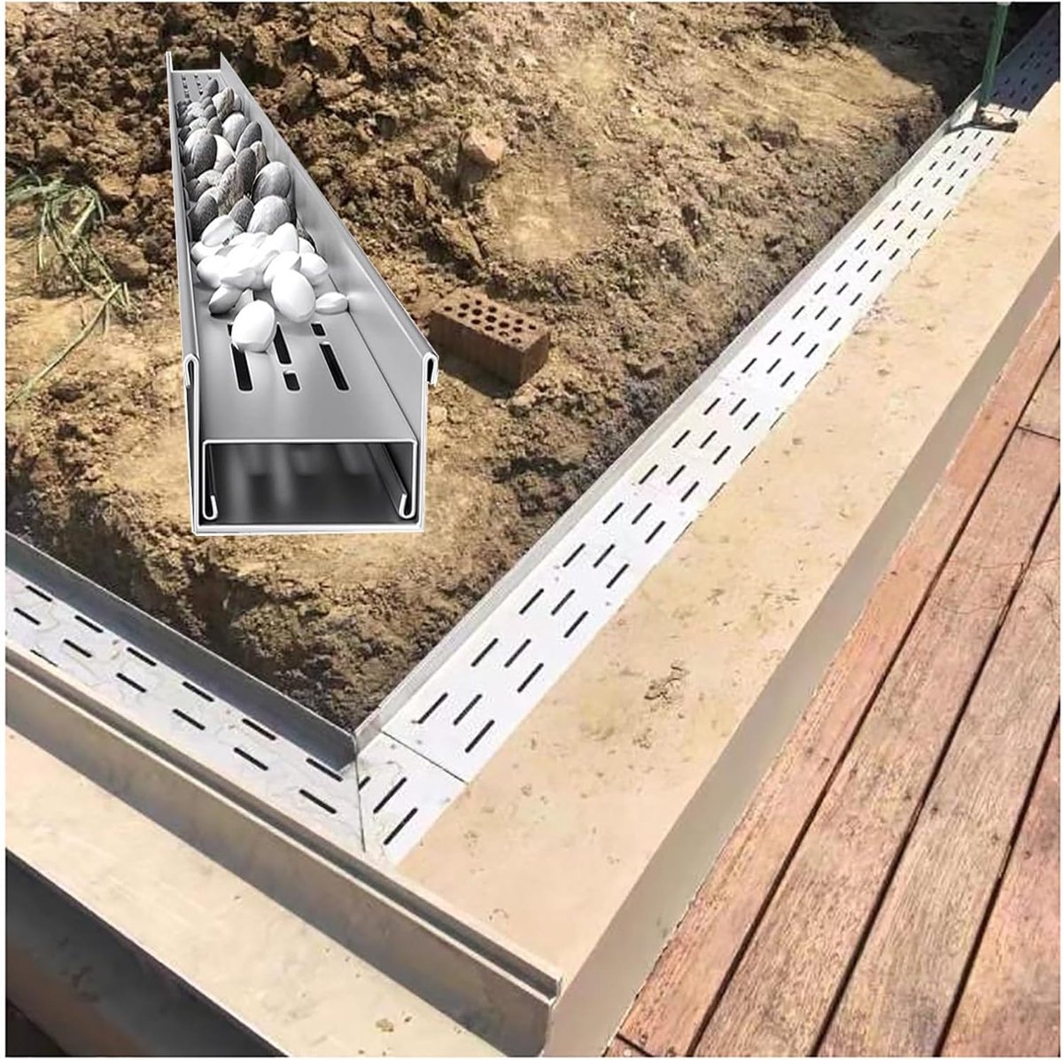 Waterafvoer Kanaal - Afvoersloot Roestvrijstaal - Oppervlakte Drainage - Zwaar Draagvermogen - H5 x B15 cm - Zilver