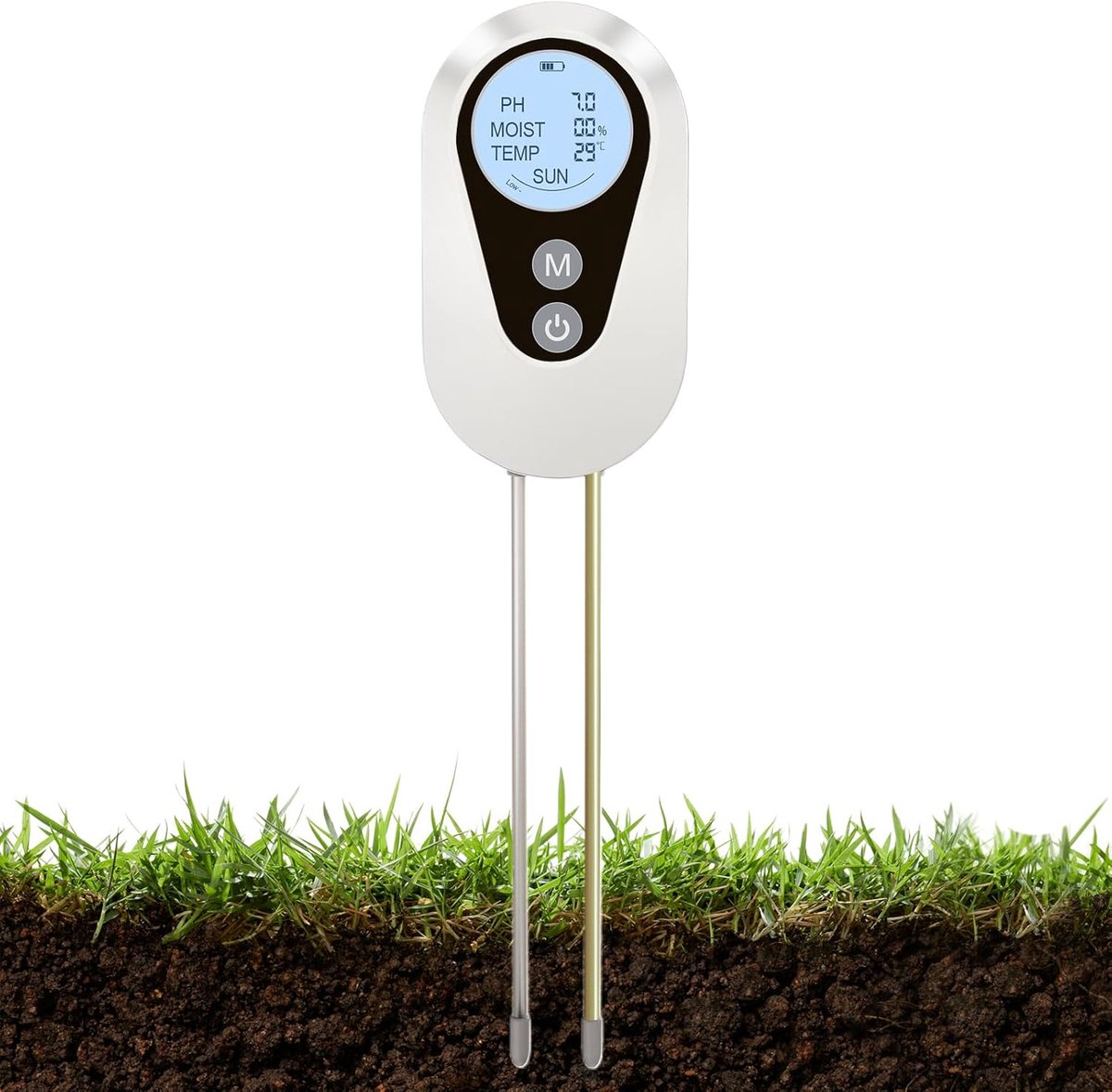 Tuingrond Tester - Bodemvochtmeter Digitale - Plantenverzorging Optimaliseren - Snelle Response Technologie - 8.99 x 3.81 x 30.51 cm - Zwart