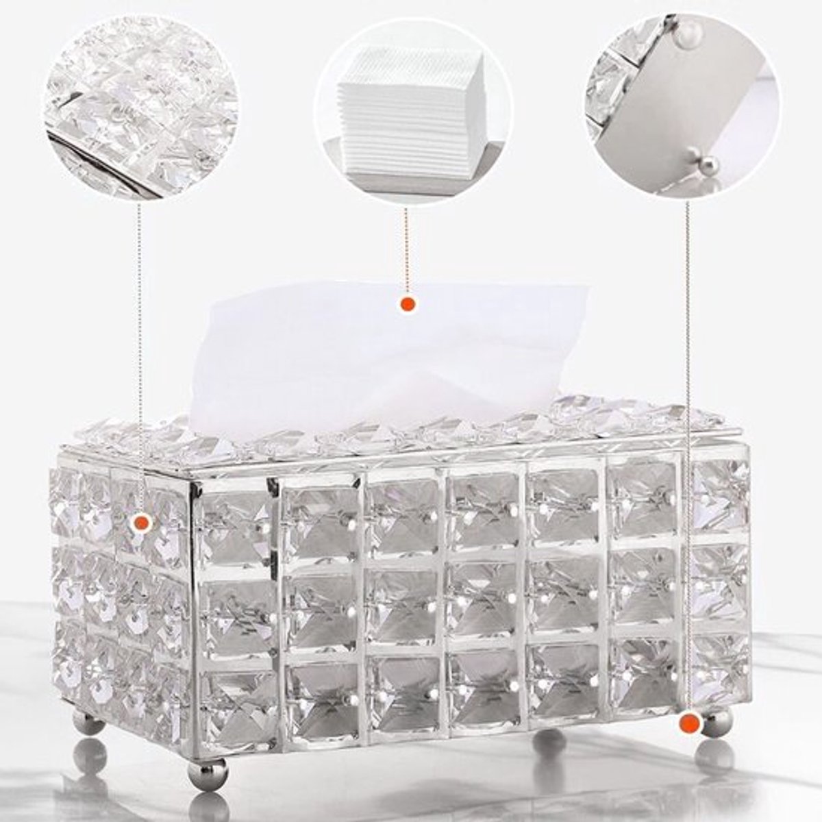 Luxe tissue dooshouder - Dailygoods kristal en metaal